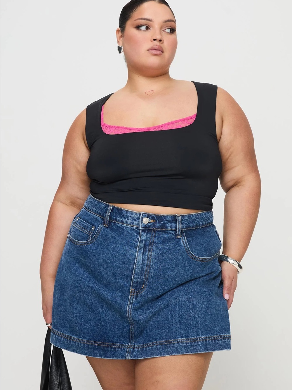 Princess Polly Gazelle Denim Skort Mid Wash Curve-US16